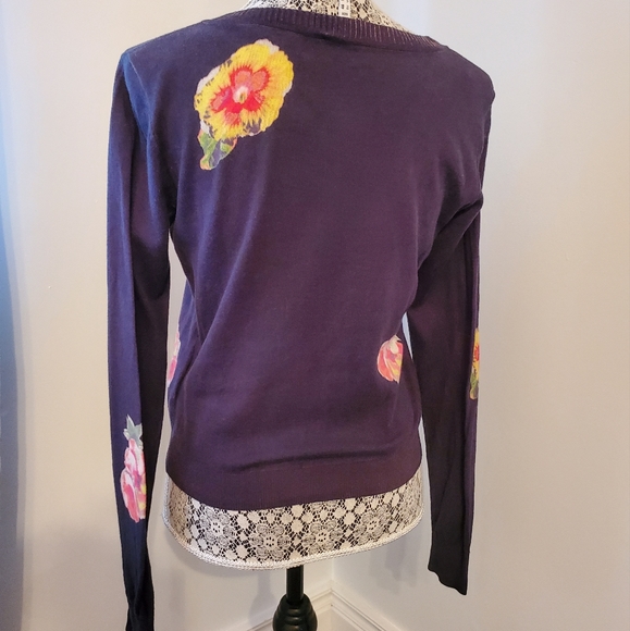 NWOT Armani Jeans Navy Floral Cardigan sz 46/XL - Picture 3 of 5